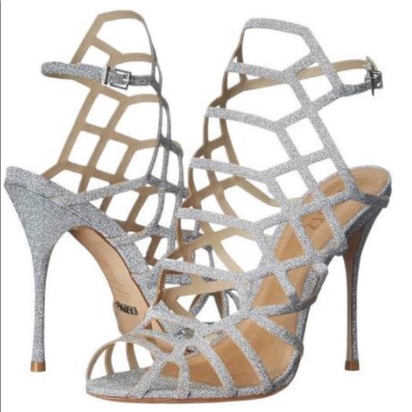 Schutz Juliana Silver Heel Sandals 38.5 - Picture 1 of 7
